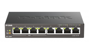D-Link | 8-Port Gigabit PoE Switch (4xPoE) | DGS-1008P | Unmanaged | Desktop | Power supply type External