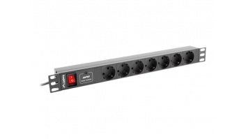 Lanberg | Power Distribution unit (PDU) 19" 1U 10A 2M 7X Schuko Outlets | PDU-07F-0200-IEC-BK