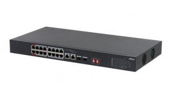 Switch|DAHUA|S3218-16ET-135|Switch type Unmanaged|Switch layer L2|Rack mounting Yes|Stackable Yes|Form factor 1U|16xRJ-45 ports|RJ-45 Ports Type Gigabit Ethernet (10/100/1000)|2xSFP module slots quantity|Power over Ethernet (PoE) Yes|2xPower over Ethernet