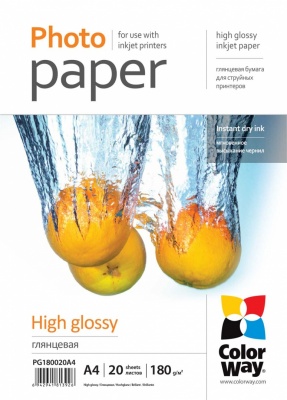 Photo Paper 20 pcs. | PG180020A4 | Glossy | White | 180 g/m² | A4
