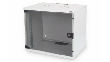 Digitus | 7U wall mounting cabinet | DN-19 07U-S-1 | Safety class rating IP20. Lockable safety-glass door. 200° door opening angle. Front door: Glass door, single opening. Unmounted 370x540x400 mm | Grey