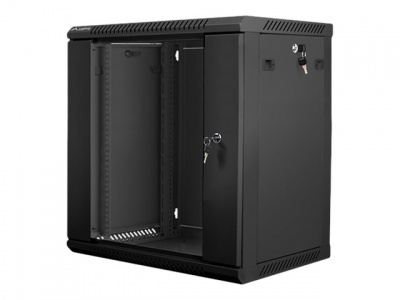 Lanberg | Rack cabinet 19" wall-mount 12U/600x450 (flat pack) with glass door | WF01-6412-10B | Black