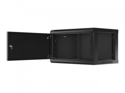 Lanberg | Rack cabinet 19" wall-mount 6U/600x450 for self-assembly with metal door (flat pack) | WF01-6406-00B | Black