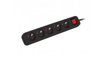 Lanberg Cable Power Strip 3M 5X French Outlets with Switch, Quality-Grade Copper | PS1-05E-0300-BK
