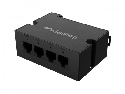 Lanberg Switch PoE Extender 1xIn 3xOut Gigabit Ethernet Din Rail BT 90W metal clips | DIN-GE4-BT-90W