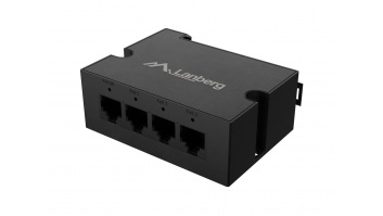 Lanberg Switch PoE Extender 1xIn 3xOut Gigabit Ethernet Din Rail BT 90W metal clips | DIN-GE4-BT-90W