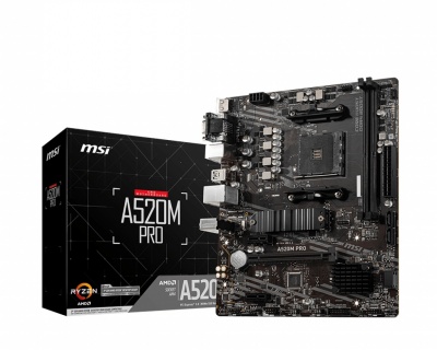MSI | A520M PRO | Processor family AMD | Processor socket AM4 | DDR4 | Memory slots 2 | Chipset AMD A | Micro ATX
