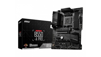 MSI | B550-A PRO | Processor family AMD | Processor socket AM4 | DDR4 DIMM | Memory slots 4 | Supported hard disk drive interfaces SATA, M.2 | Number of SATA connectors 6 | Chipset AMD B550 | ATX
