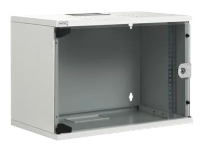 Digitus | 9U wall mounting cabinet | DN-19 09-U-S-1 | Safety class rating IP20. Lockable safety-glass door. 200° door opening angle. Front door: Glass door, single opening. Unmounted 460x540x400 mm. SOHO | Grey
