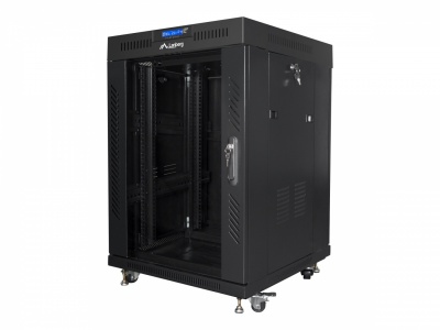 Lanberg | Rack cabinet 19" free-standing 15U/600x600 (flat pack) with glass door, LCD | FF01-6615-12BL | Black