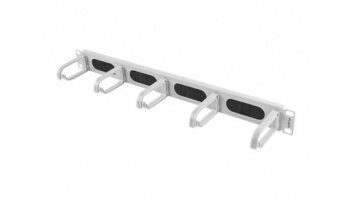 Lanberg 19" Cable Management Brush Panel 5 Rings Type B 1U | AK-1203-S | Grey