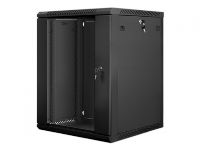 Lanberg | Rack cabinet 19" wall-mount 15U/600x600 (flat pack) with glass door | WF01-6615-10B | Black