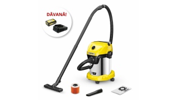 KARCHER WD 3-18 S V-17/20 putekļsūcējs+ Battery Power 18V, 2,5 Ah akumulators (2.445-062.0)