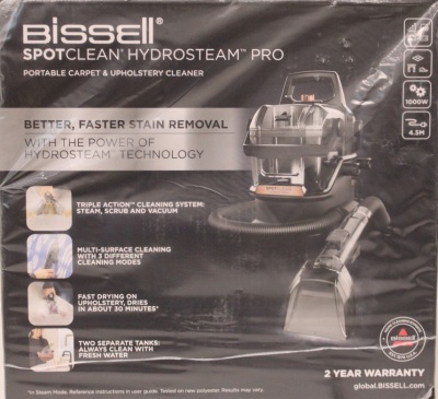 SALE OUT. SALE OUT. Bissell | Portable Carpet and Upholstery Cleaner | SpotClean HydroSteam Pro | Corded operating | Washing function | 1000 W | - V | Black | Warranty 24 month(s) | DEMO