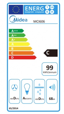 Midea Hood | MCI606 | Built-in | Energy efficiency class C | Width 52 cm | 610 m³/h | Mechanical | LED | Stainless steel
