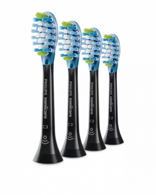 Sonicare C3 Premium Plaque Defence zobu birstes uzgalis, 4 gab, melns