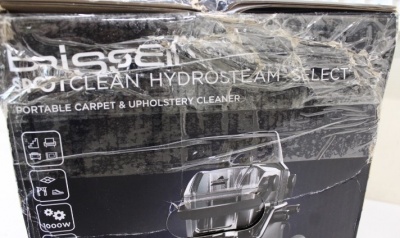 SALE OUT. | Bissell Portable Carpet and Upholstery Cleaner | SpotClean HydroSteam Select | Corded operating | Washing function | 1000 W | Black | 23 month(s) | DAMAGED PACKAGING