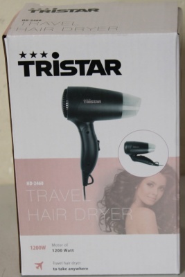 SALE OUT. Tristar HD-2460 | Tristar Travel Hair Dryer | HD-2460 | 1200 W | Number of temperature settings 2 | Black | DAMAGED PACKAGING | Warranty 24 month(s)