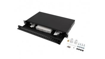 Lanberg Rackmount 19" 1U Fiber Patch panel 24xSC Simplex/24XLC Duplex Black with Accessories | FOP1-24SS-LDB