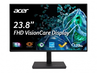 Acer Vero B247Y Series Monitor 60cm 23.8'' FHD ZeroFrame IPS 120Hz 16:9 4ms(GTG) 250nits VGA HDMI DP MM Audio In/Out AdaptiveSync EU Black | Acer