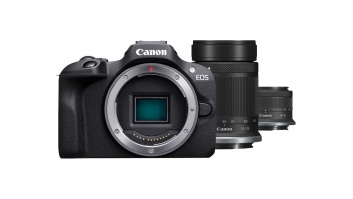 Canon | EOS R100 Mirrorless Camera + RF-S 18-45mm IS STM Lens + RF-S 55-210mm IS STM Lens | Megapixel 24.1 MP | Image stabilizer | ISO sensitivity (max) 256000 | Wi-Fi | Video recording | Manual | CMOS | Black