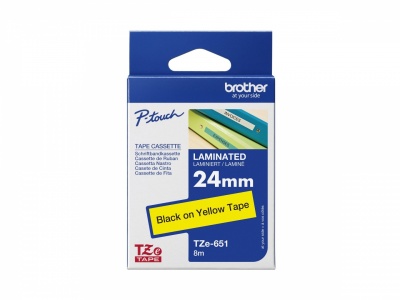 Brother | TZe-651 Laminated Tape | Black On Yellow | TZe | 8 m | 2.4 cm