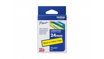 Brother | TZe-651 Laminated Tape | Black On Yellow | TZe | 8 m | 2.4 cm