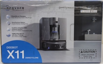 SALE OUT. Ecovacs DEEBOT X11 OMNICYCLONE EU Vacuum & mop, Wet&Dry,with new bagless All-in-One OmniCyclone station, Black (with brown shimmer | Ecovacs Robot Vacuum Cleaner with New Bagless All-in-One OmniCyclone Station | DEEBOT X11 OMNICYCLONE EU | Wet&D