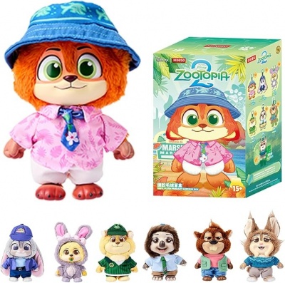MINISO Disney Zootopia pilsētas iedzīvotāju sērijas vinila plīša atslēgu piekariņa aklās kastes, jauka dzīvnieku figūriņas piekariņa kolekcionējama pārsteiguma dāvana somas dekorēšanai, nejauša viena kastītē