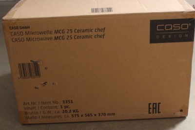 SALE OUT. Caso | Microwave oven | MCG 25 | Free standing | 25 L | 900 W | Convection | Grill | Black, Stainless steel | DAMAGED PACKAGING, SCRATCHED ON FRONT