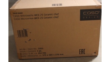 SALE OUT. Caso | Microwave oven | MCG 25 | Free standing | 25 L | 900 W | Convection | Grill | Black, Stainless steel | DAMAGED PACKAGING, SCRATCHED ON FRONT