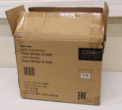 SALE OUT. Caso Power Blender | B 2000 | Tabletop | 2000 W | Jar material Tritan | Jar capacity 2 L | Ice crushing | Black | UNPACKED, SCRATCHED  SIDE  OF THE  GLASS CONTAINER, MISSING INNER PACKAGING