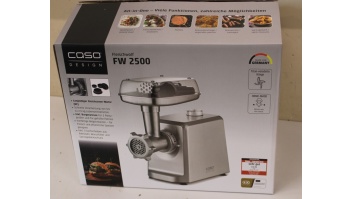 SALE OUT. Caso Meat Mincer | FW 2500 | Stainless Steel | 2500 W | Number of speeds 2 | Throughput (kg/min) 2.5 | 3 stainless steel cutting plates (3 mm, 5 mm and 8 mm), Sausage filler, Cookie attachment with 4 moulds, Stuffer | DEMO