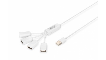 Digitus | USB 2.0 Cable Hub, 4-Port 4x USB A/F, 1x USB A male, DC2.5mm (PSU not incl.) | DA-70216