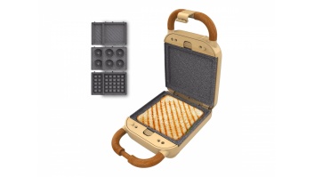 Cecotec Sandwich Maker | Rock'nToast Retro One Yellow Retro-style | 700 W | Number of plates 3 | Yellow