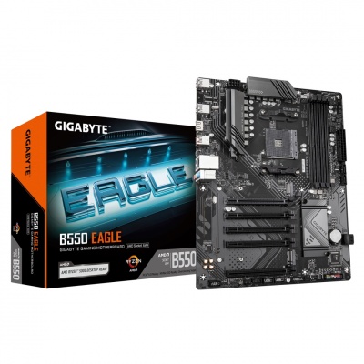 Gigabyte B550 EAGLE | Processor family AMD | Processor socket AM4 | DDR4 | Supported hard disk drive interfaces SATA, M.2 | Number of SATA connectors 4