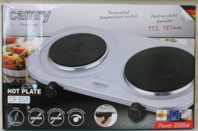 SALE OUT. | Camry | CR 6511 | Hot plate | Number of burners/cooking zones 2 | Rotary knobs | Stainless steel | DAMAGED PACKAGING, SCRATCHED AND DENTED ITEM