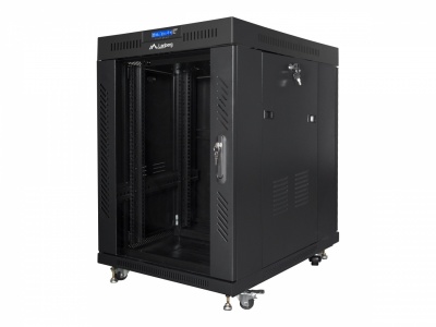 Lanberg | Rack cabinet 19" free-standing 15U/600x800 (flat pack) with glass door, LCD | FF01-6815-12BL | Black