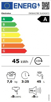 Electrolux veļas mazg.mašīna (front.ielāde), 600.sērija „SensiCare“, 7 kg, balta