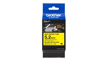 Brother | HSe-611E Heat shrink tube | Black On Yellow | TZe | Roll (0.52 cm x 1.5 m) | 0.52 x 150 cm
