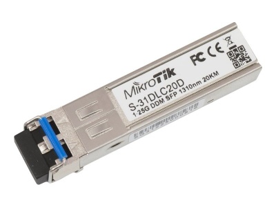 MikroTik | S-85DLC05D | SFP | Multi-Mode Fiber | Dual LC | 10/100/1000 Mbit/s | Wavelength 850 nm | Maximum transfer distance 550 m | -40 to 70C
