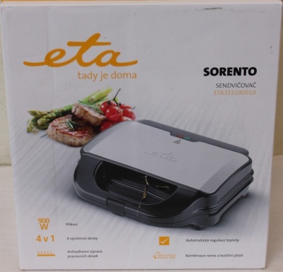 SALE OUT. ETA | 4 in 1 sandwich maker | ETA315190010 | 900 W | Number of plates 4 | Number of pastry 2 | Black/Stainless steel | DAMAGED PACKAGING