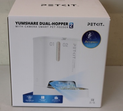 SALE OUT. Petkit P591 2 (D4SH-2) YumShare Dual-Hopper 2 Feeder with camera | PETKIT YumShare Dual-hopper 2 Automatic Feeder with Camera | Capacity 5 L | Material ABS, 304 stainless steel | White | USED, DIRTY | 24 month(s)