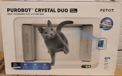 SALE OUT. | PETKIT Purobot Crystal Duo with Camera Self-Cleaning Cat Litter Box | White | MISSING INNER PACKAGING, DEMO