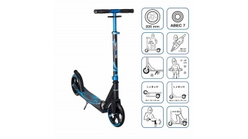 Muuwmi Aluminium Scooter Plus skrejritenis 205 mm, zils - melns