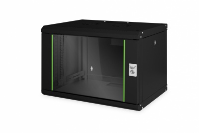 Digitus | Wall Mounting Cabinet | DN-19 07-U-SW | IP protection class: IP20; Front door: Glass door, single opening; Cabinet type: Wall mounting cabinet; Equipment mounting depth min.-max.: 305-370 mm; Load capacity: 100 kg; Dimensions 420 x 600 x 450 mm,