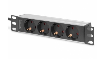 Digitus | 10” Socket Strip with Aluminum Profile, 4-way safety sockets | DN-95418