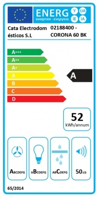 CATA CORONA BK 60 /C | Hood | Integrated | Energy efficiency class A | Width 60 cm | Electronic | 850 m³/h | LED | Black
