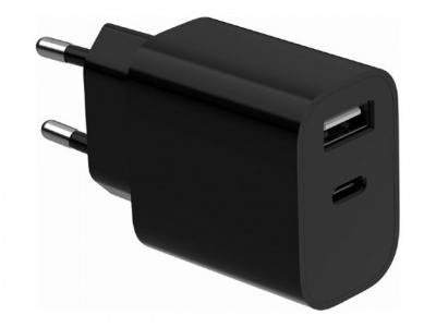 Gembird 2-port universal USB charger (A+C), 2.4 A | TA-UC-2AC12-01-BK