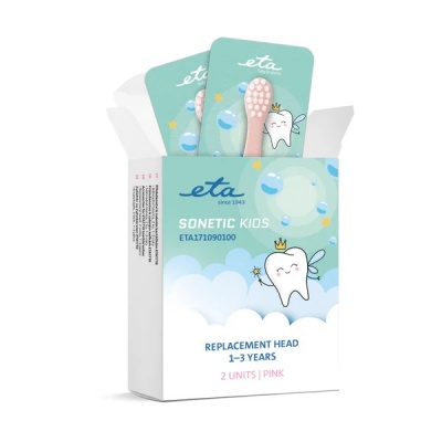 Sonetic Kids 171090100 | ETA Replacement toothbrush head | Heads | For kids | Number of brush heads included 2 | Pink